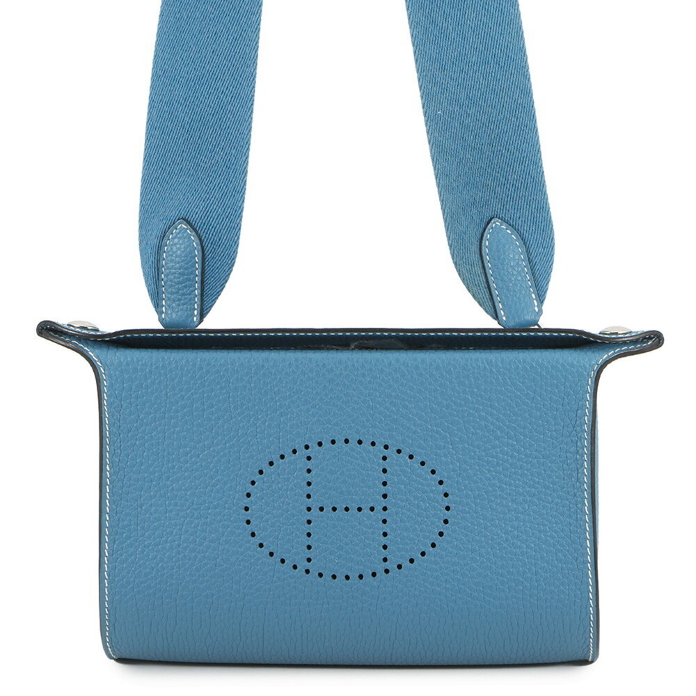 Hermes Shoulder Bag Vide Poche New Blue Jean Togo Leather B Stamp Handbag HERMES